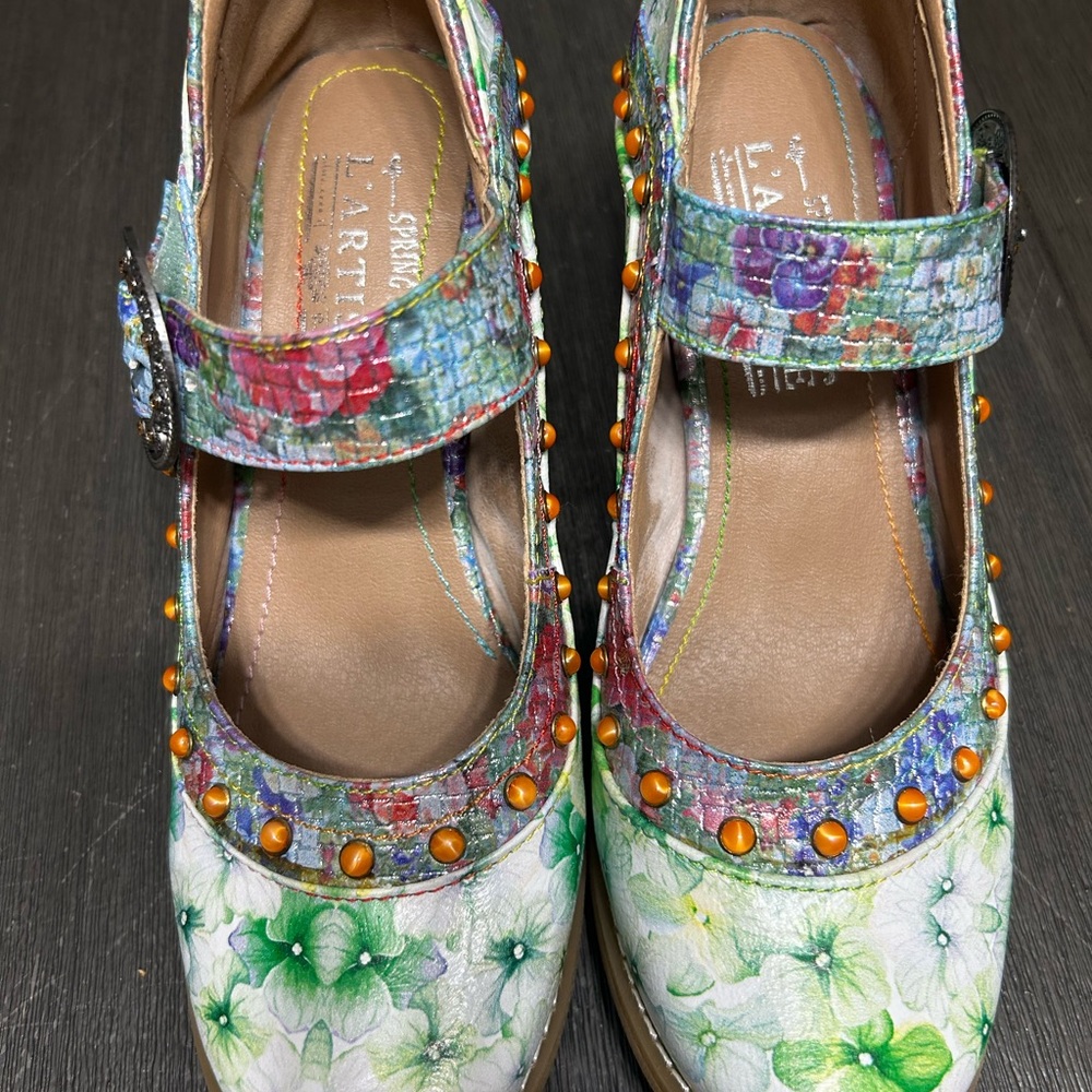 Colorful Floral Mary Jane Heels